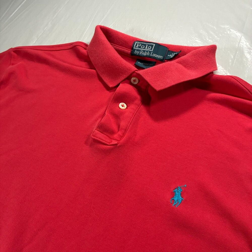 Vintage Polo Ralph Lauren Mens Polo Shirt Red Size L Custom Fit